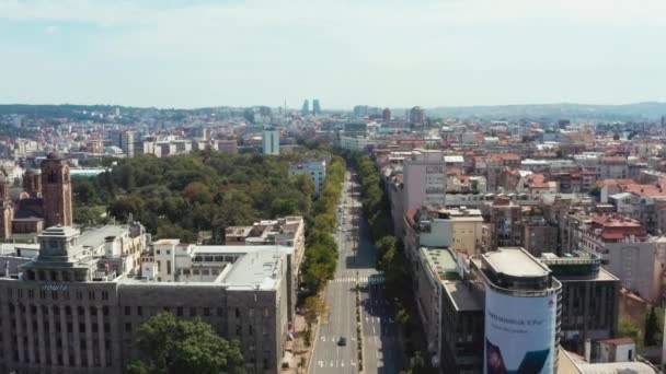 Colpo Aereo Belgrado Serbia Volo Drone Strade Della Città Dove — Video Stock