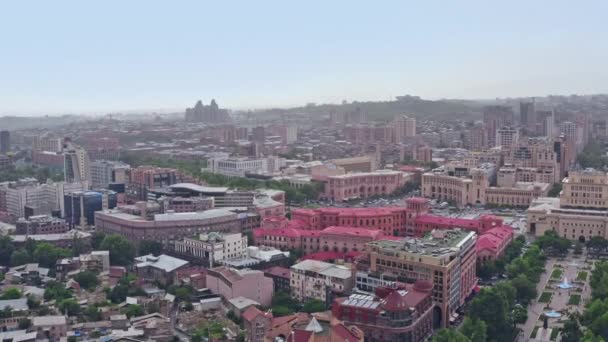 Veduta Aerea Paesaggio Urbano Yerevan Armenia Centro Storico Della Città — Video Stock