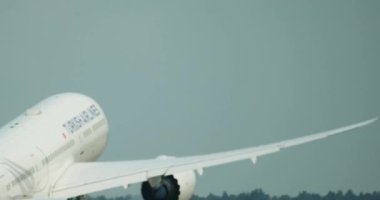 Uluslararası bir havaalanında havalanmak ve uçmak. Yüksek kalite 4k görüntü