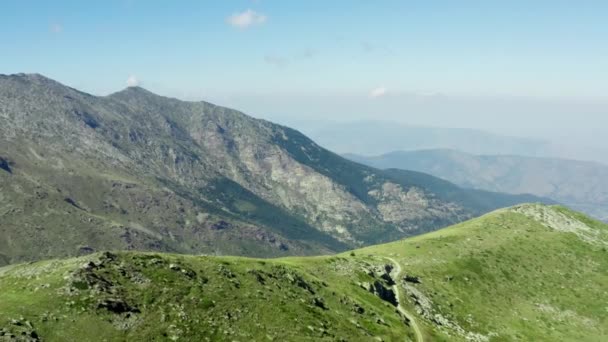 Aerial View Macedonia Beautiful Drone Flight Mountains Grass Tops Rocks — Stockvideo