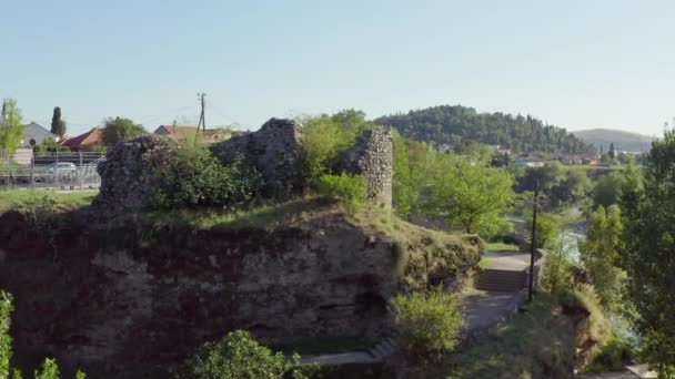 Tiro Aéreo Montenegro Podgorica Hermoso Dron Volando Sobre Las Paredes — Vídeo de stock