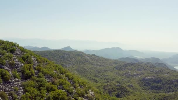 Arial Shot Montenegro Beautiful Drone Flight Green Mountains Rocks Peaks — Stock Video