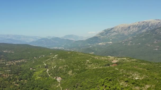 Aerial View Montenegro Mountains Green Forest Hills Beautiful Balkan Landscape — Stockvideo