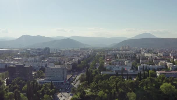 Aerial Shot Podgorica Capital Montenegro Vista Drone Casas Com Telhados — Vídeo de Stock
