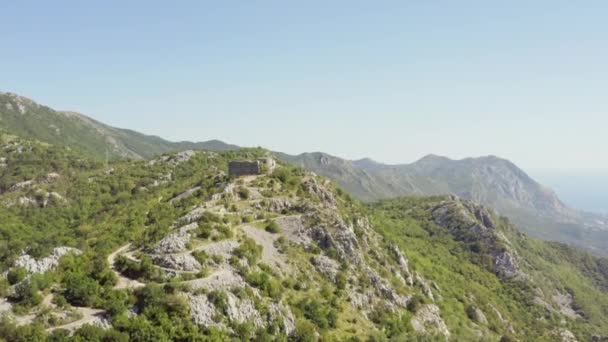 Letecký Pohled Středověkou Pevnost Fort Kosmac Černé Hoře Dron Zastřelil — Stock video