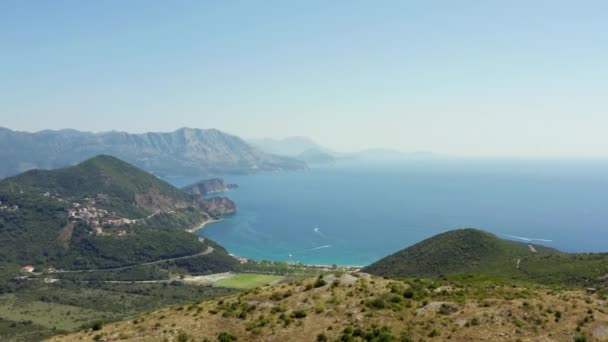 Vista Aérea Sobre Cabo Montenegro Cerca Budva Drone Disparó Sobre — Vídeo de stock