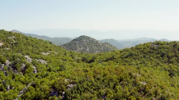 산봉우리들을 비디오에는 바위와 침엽수림이 그려져 아름다운 있습니다 Montenegro 고품질 — 비디오