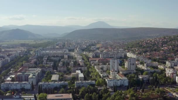 Drone Che Sorvola Strade Del Centro Storico Dove Centro Case — Video Stock