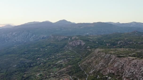 Vista Aérea Montenegro Drone Video Puesta Sol Las Montañas Con — Vídeos de Stock