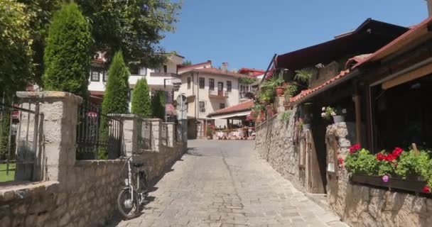 Ohrid Macedonia Hermoso Casco Antiguo Con Casas Históricas Calles Estrechas — Vídeos de Stock