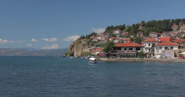 Ohrid Macédoine Belle Vieille Ville Bord Lac Avec Maisons Historiques — Video