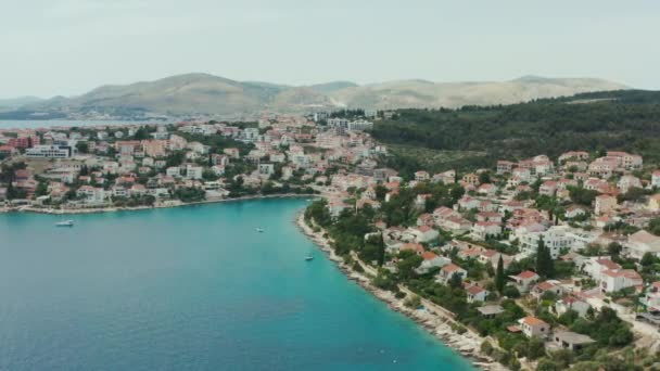 Vue Aérienne Une Ville Sur Une Île Croatie Beaux Toits — Video