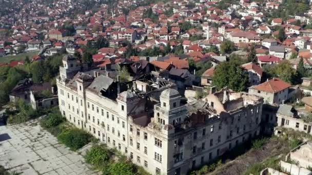 Vista Aerea Sarajevo Bosnia Erzegovina Drone Video Vecchio Palazzo Storico — Video Stock