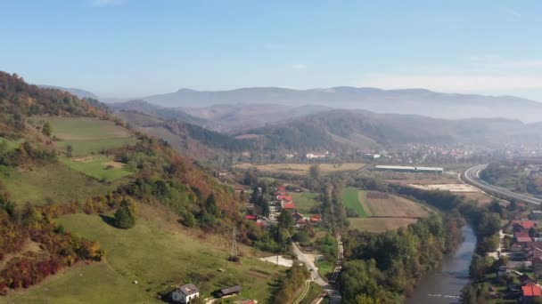 Aerial View Bosnia Herzegovina Drone Video Mountain Landscape Villages Which — Stockvideo