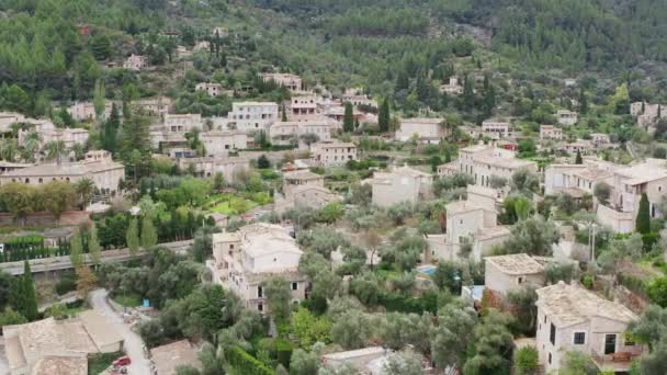 European Old Village Mountains Dron Video Aerial View Historic Buildings — Stok video