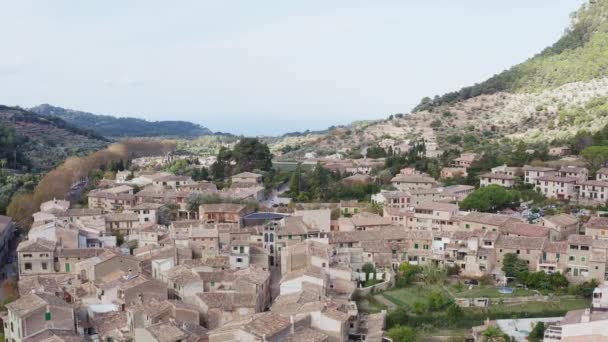 Old Mallorca Village Dron Video Aerial View Historic Houses Churches — ストック動画