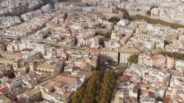 Architecture of the old European citydron 4K video. Aerial view of historic neighborhoods with houses, streets, rooftops and urban landscapes. High quality 4k footage