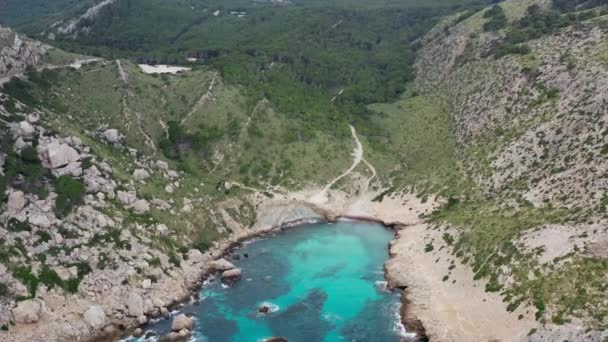 Лагуна Средиземноморском Видео Дрона Вид Воздуха Пейзаж Можно Увидеть Голубую — стоковое видео
