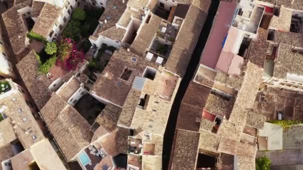 Eski Avrupa Dron Videosunun Çatıları Olan Sokaklar Çatıları Olan Tarihi — Stok video