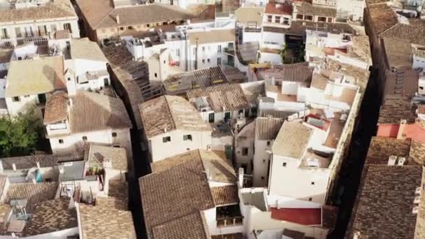 Ulice Střechami Starého Evropského Města Dron Video Letecký Pohled Historické — Stock video