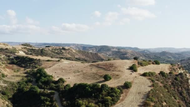 Aerial View Nature Cyprus Drone Flying Mountain Ranges Rocky Peaks — Stockvideo