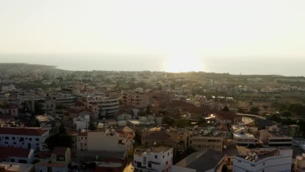 Aerial Shot Paphos Siprus Drone Terbang Atas Pusat Kota Bersejarah — Stok Video