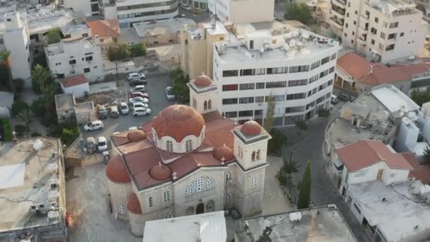 Paphos Kıbrıs Havadan Görüşü Tarihi Turist Kenti Üzerinde Sokakları Yolları — Stok video