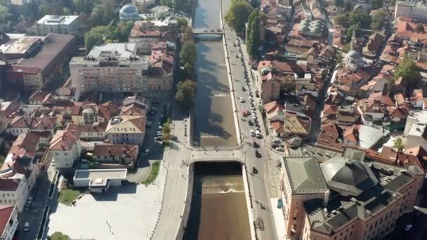 Drone Flight River Miliatska Which Flows Historical Center City Which — Stockvideo