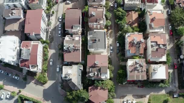 Drone Video Urban Cityscape Houses Roofs Streets Roads Them Asian — Vídeos de Stock