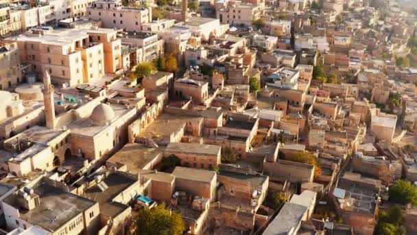 Drone Video Streets Historic City Mosques Houses Misopotamia Architecture Cityscape — Stock Video