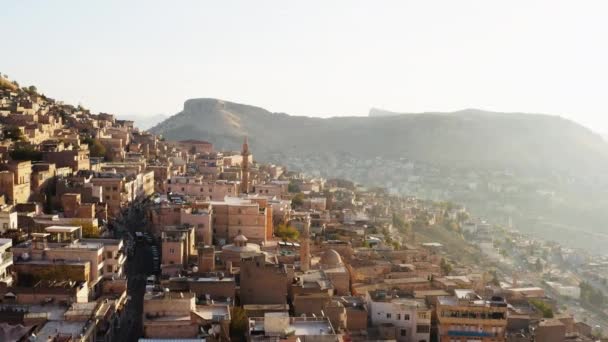 Drone Video City Mountains Misopotamia Middle East Architecture Streets Houses — Stok Video