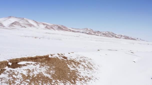 Drone Video Mountain Landscape Cold Season Winter Nature Mountain Ranges — Stockvideo