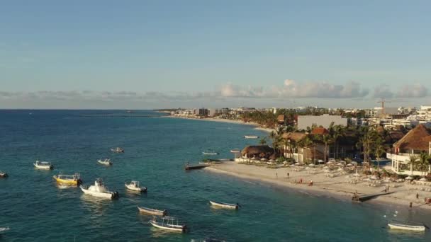 Drone Video Caribbean Coastline Luxury Hotels White Sand Beaches Washed — Stock Video