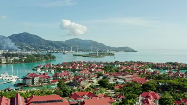 Aerial View Seychelles Capital City Victoria Cityscape Houses Shores Indian — Video Stock