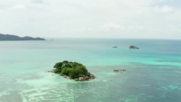Вид Воздуха Сейшельские Острова Небольшой Островной Курорт Индийском Океане Красивый — стоковое видео