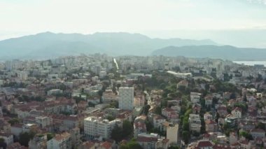 Aerial view Split Croatia. Cityscape of the old town with streets and houses in the mountains on the shore of the Mediterranean Sea. High quality 4k footage