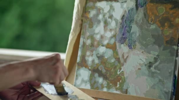 Artists Hands Dip Brush Paint Paint Picture Creativity Art Hobby — 图库视频影像