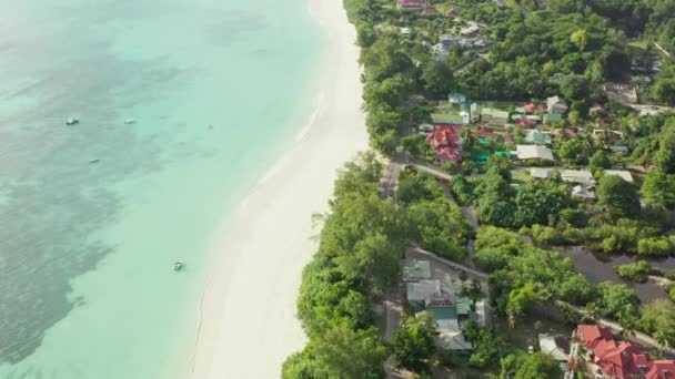 Luchtfoto Van Kustlijn Van Seychellen Resorts Zandstranden Met Blauw Water — Stockvideo