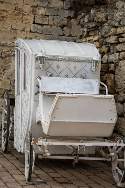 Vintage Wagon Old Fortress Vintage Wagon White White Cart — Stock Photo, Image