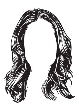 Siyah beyaz vektör resimli şık kadın saçı