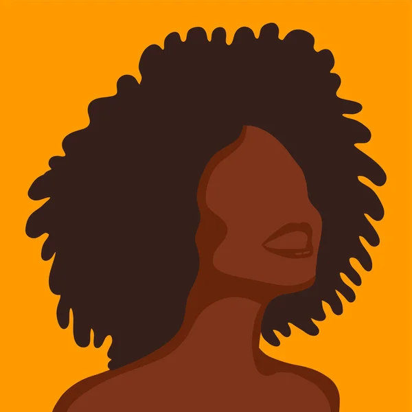 African Pretty Woman Afro Hairstyle Portrait Silhouette Contrast Backlight Vector — Stock Vector
