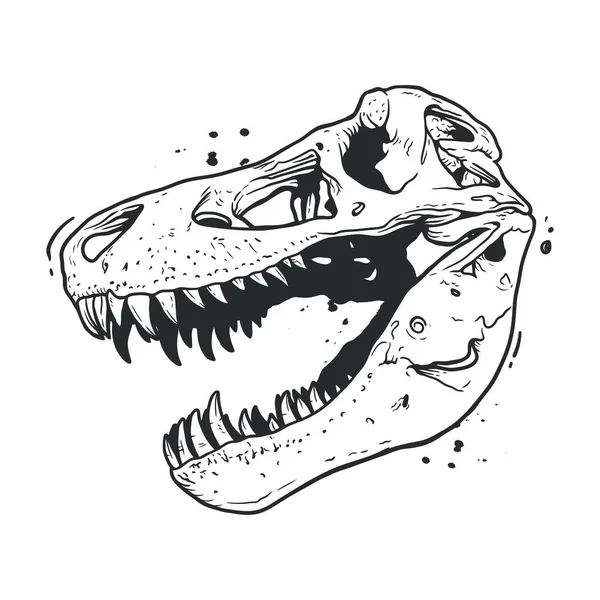 Dinosaur Κεφάλι Σκελετός Χέρι Που Διανυσματική Απεικόνιση Λευκό Φόντο — Διανυσματικό Αρχείο