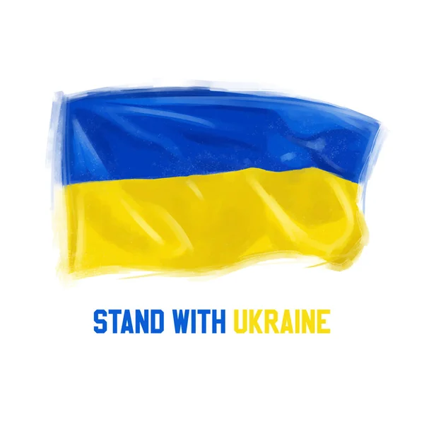 ウクライナの手で旗を振ってベクトルイラスト — ストックベクタ
