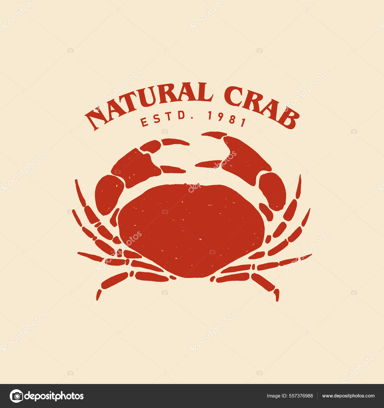 Red Crab Hand Drawn Vector Logo Illustration Stock Vector by ©Atrezzo