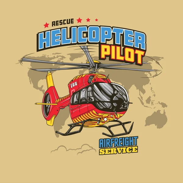 Diseño Del Vector Del Helicóptero Del Rescatador Para Los Niños — Vector de stock