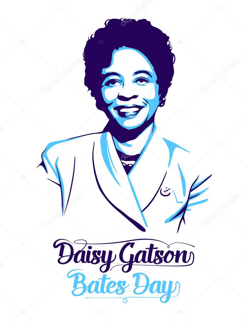 Día de Daisy Gatson Bates. Dibujos animados vectoriales ilustración 2022