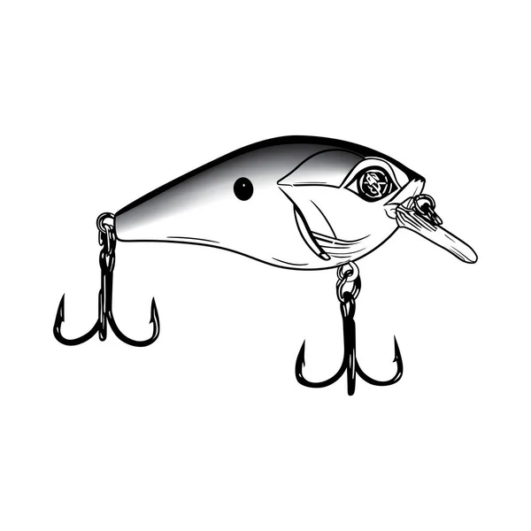 Simple Black White Vector Illustration Fish Bait — Stock Vector