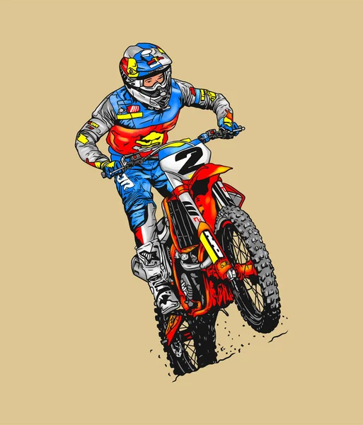 Motocross Piloto Esportes Radicais Ação Ilustração Vetorial — Vetor de Stock