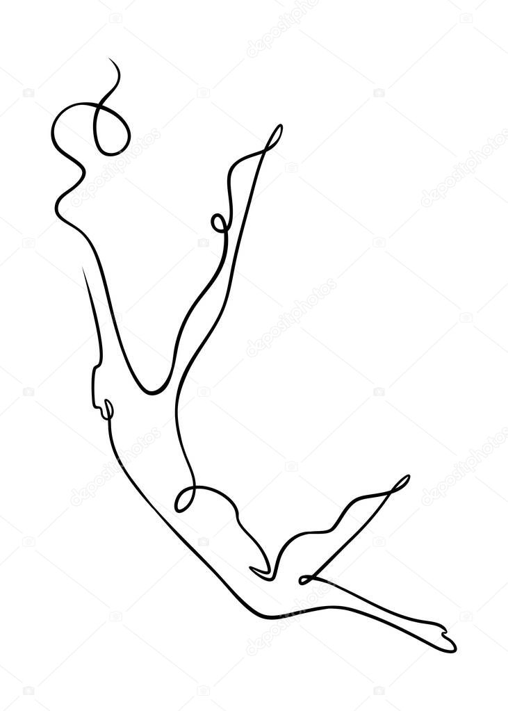 a person free fall from the air one contiguous line vector illustration on white background