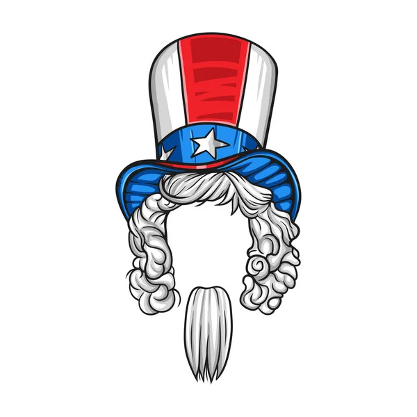 Usa Hutdesign Mit Weißem Haar Und Bart Unabhängigkeitstag Der Präsidenten — Stockvektor